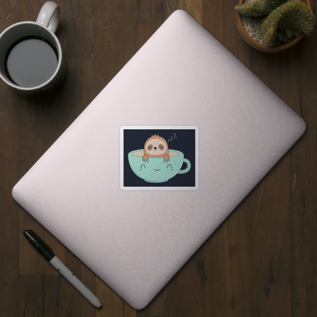 Cute Kawaii Sloth Coffee T-Shirt by happinessinatee